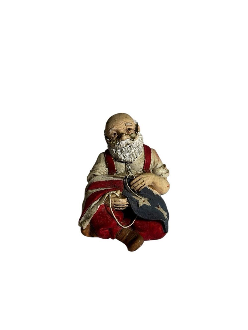 Midwest of Cannon Falls Santa Sewing The America Flag Figurine Christmas Decor